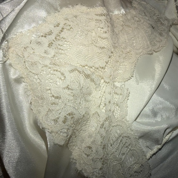 Vintage Pembrook Slip Dress M White Satin Lace Babydoll Chemise Lingerie Bridal - Picture 9 of 10
